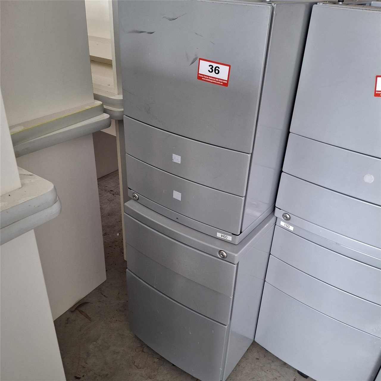 Steel Mobile Pedestal File Units -Quantity of 6 -  Grey   -( Collect From Victor Harbor )
