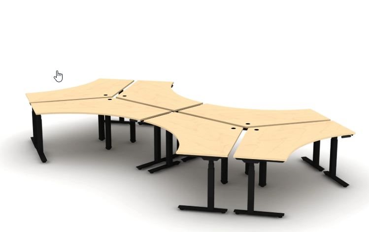 Schiavello 6 Person 120 Degree Electric Sit Stand Workstation, In Pieces