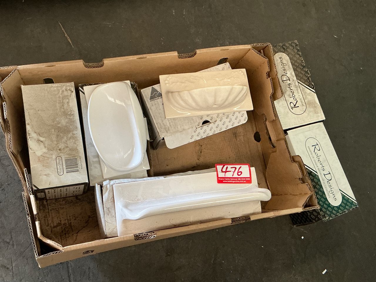 6 Assorted Soap Holders, Ceramic, Cream and White