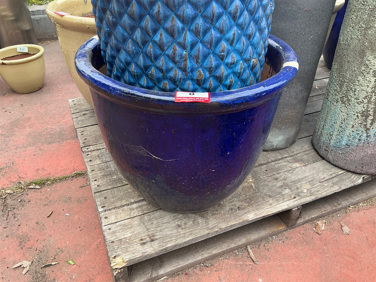 Cobalt Blue Glazed Egg Pot, 630mm Diameter x 500mm High