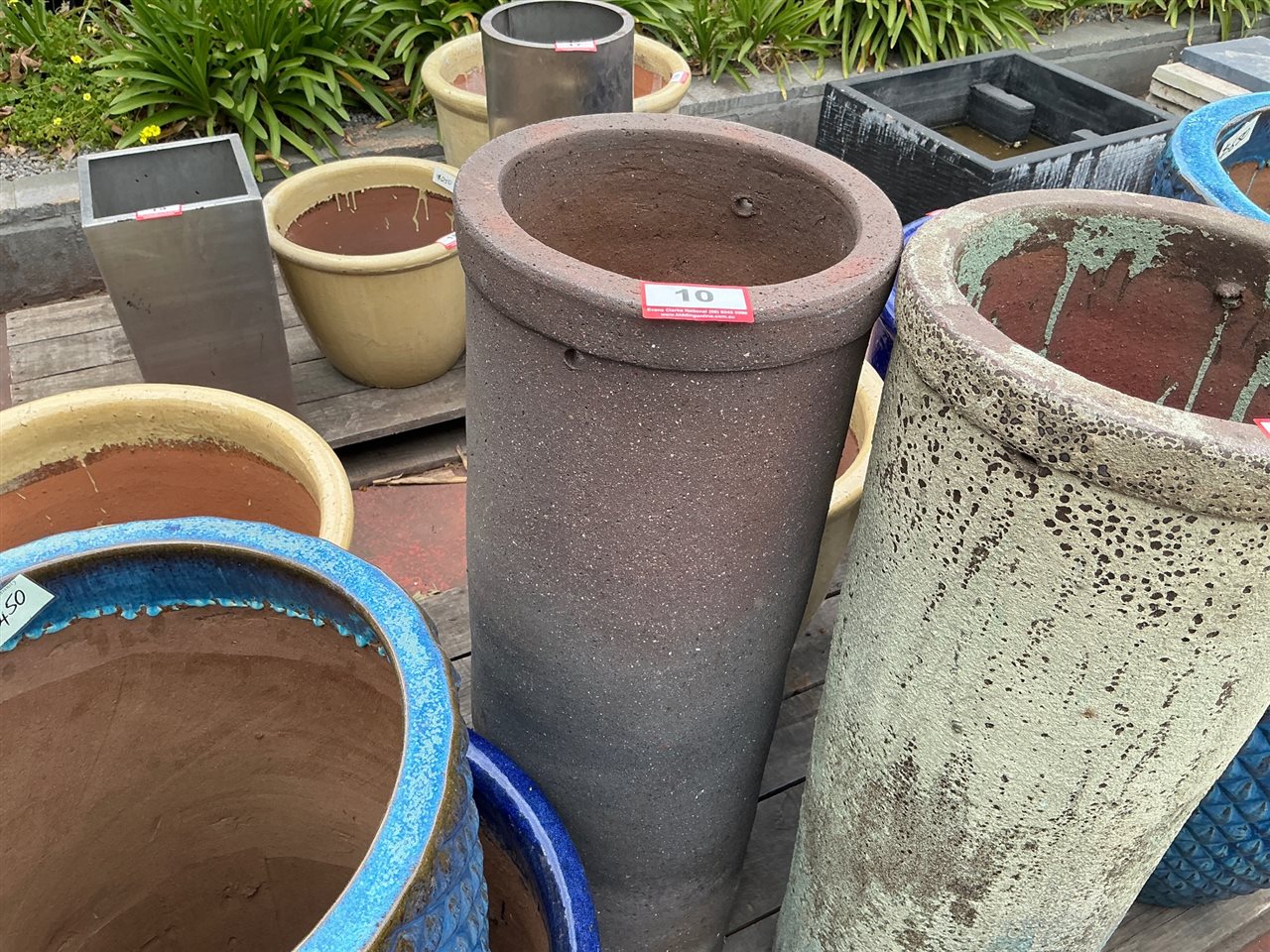 Tall Cylinder Pot, Brown and Grey Speckled Finish, 380mm Diameter x 1060mm High