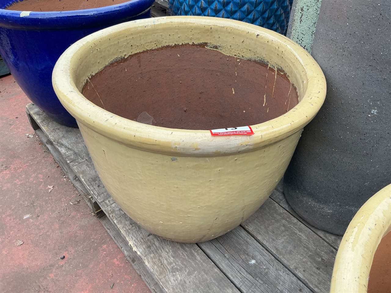 Cream Glazed Egg Pot, 640mm Diameter x 500mm High