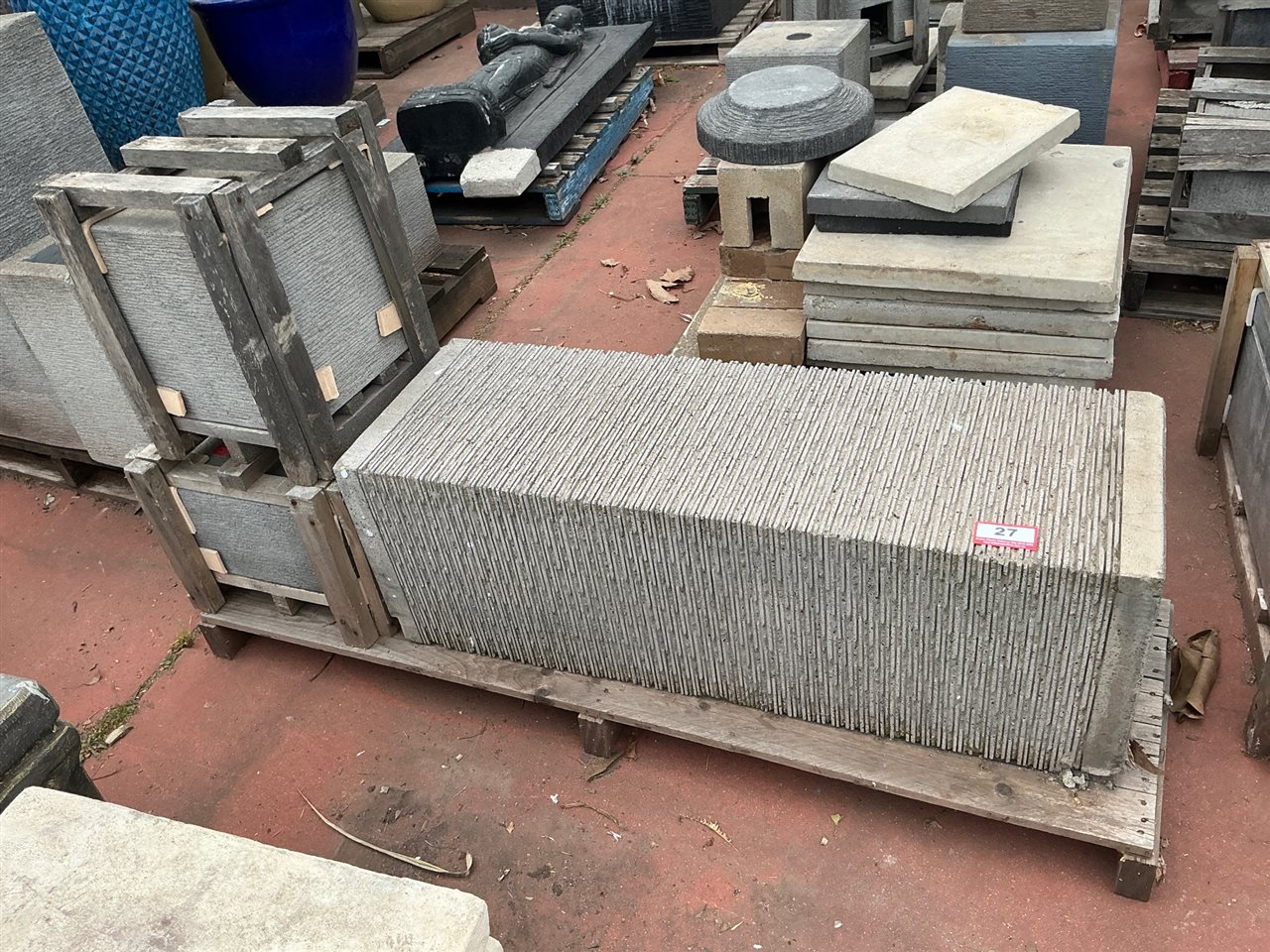 Grooved Grey Display Pedestal Section, Long Rectangular with Open Ends