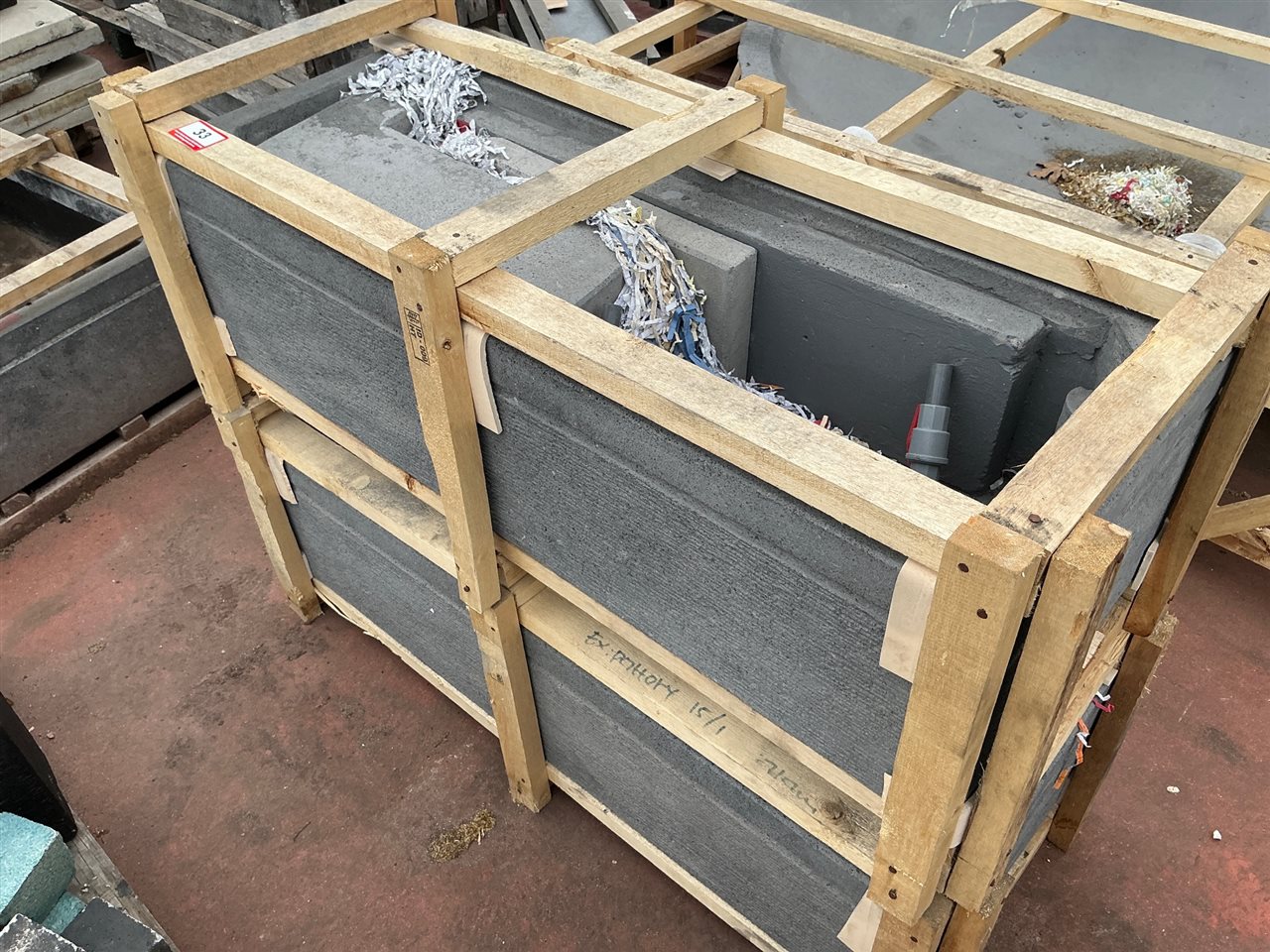 Crated Grooved Grey Trough Water Feature with Spillway Block and Fittings