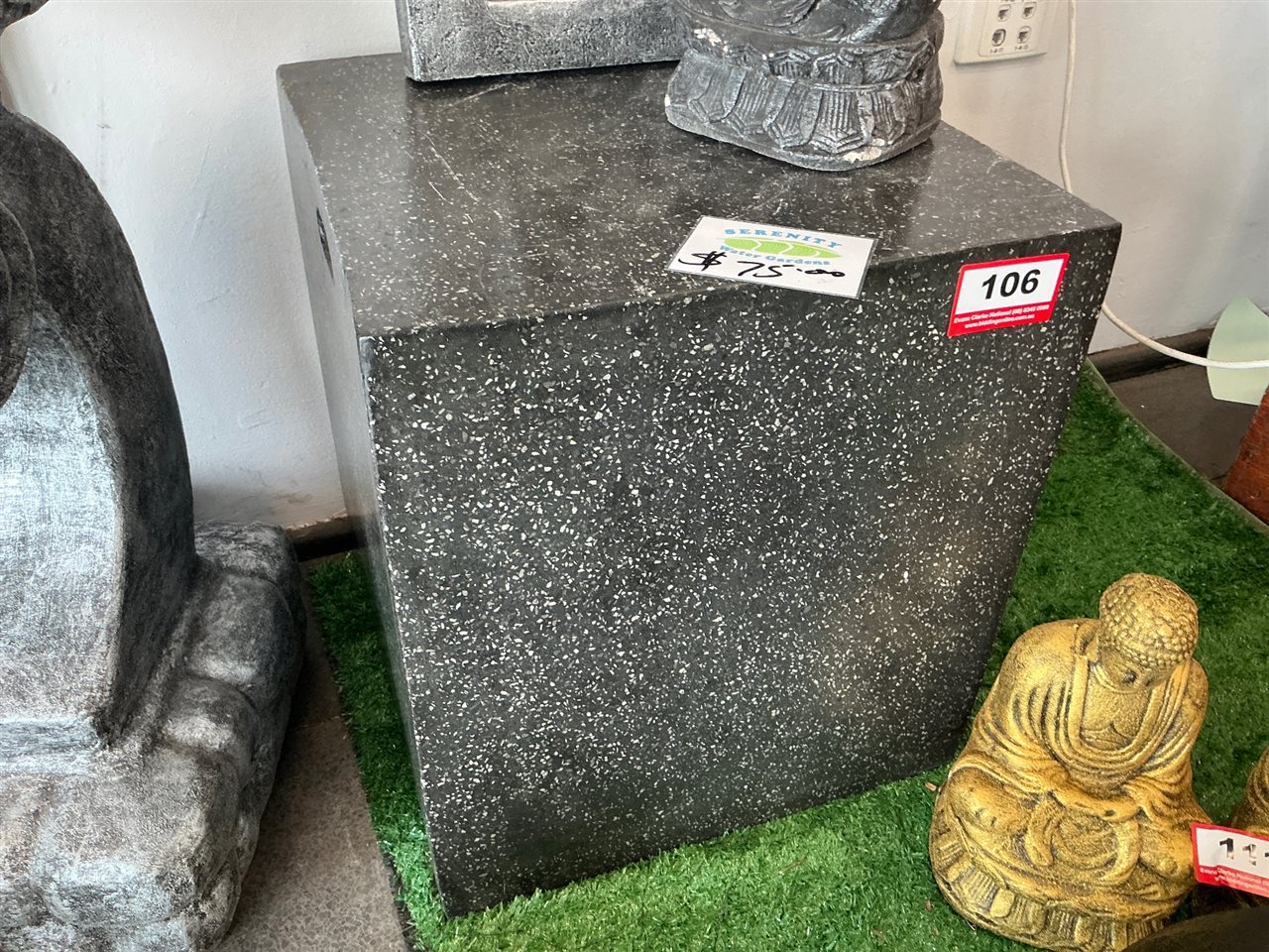 Solid Black Terrazzo Cube Plinth
