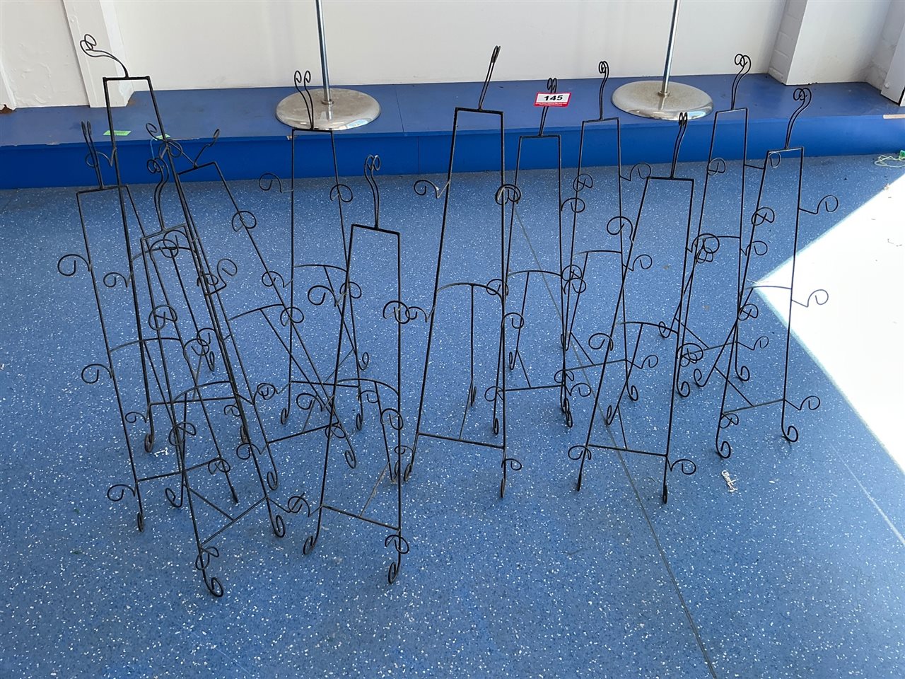 Approx 12 Black Wire Display Easels with Scroll Detail