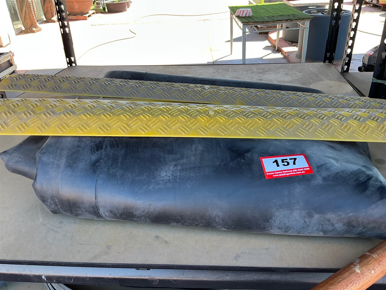 Roll of Black Rubber Pond Liner with 2 Yellow Chequer Plate Strips