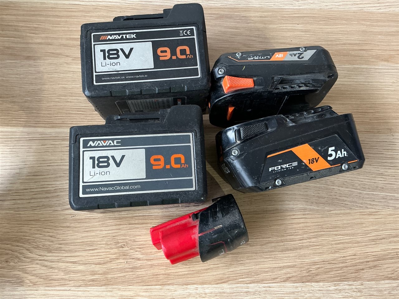 Cordless  Tool Batteries -Quantity of 5 Assorted