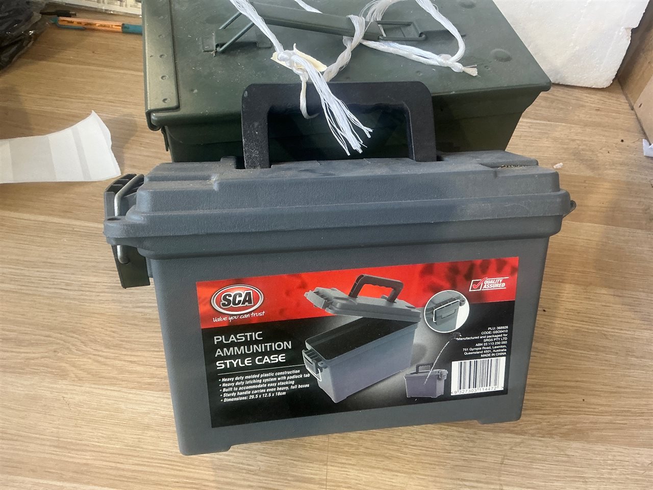 Ammunition Boxes -Quantity of 2 - 1 x Plastic / 1 Metal