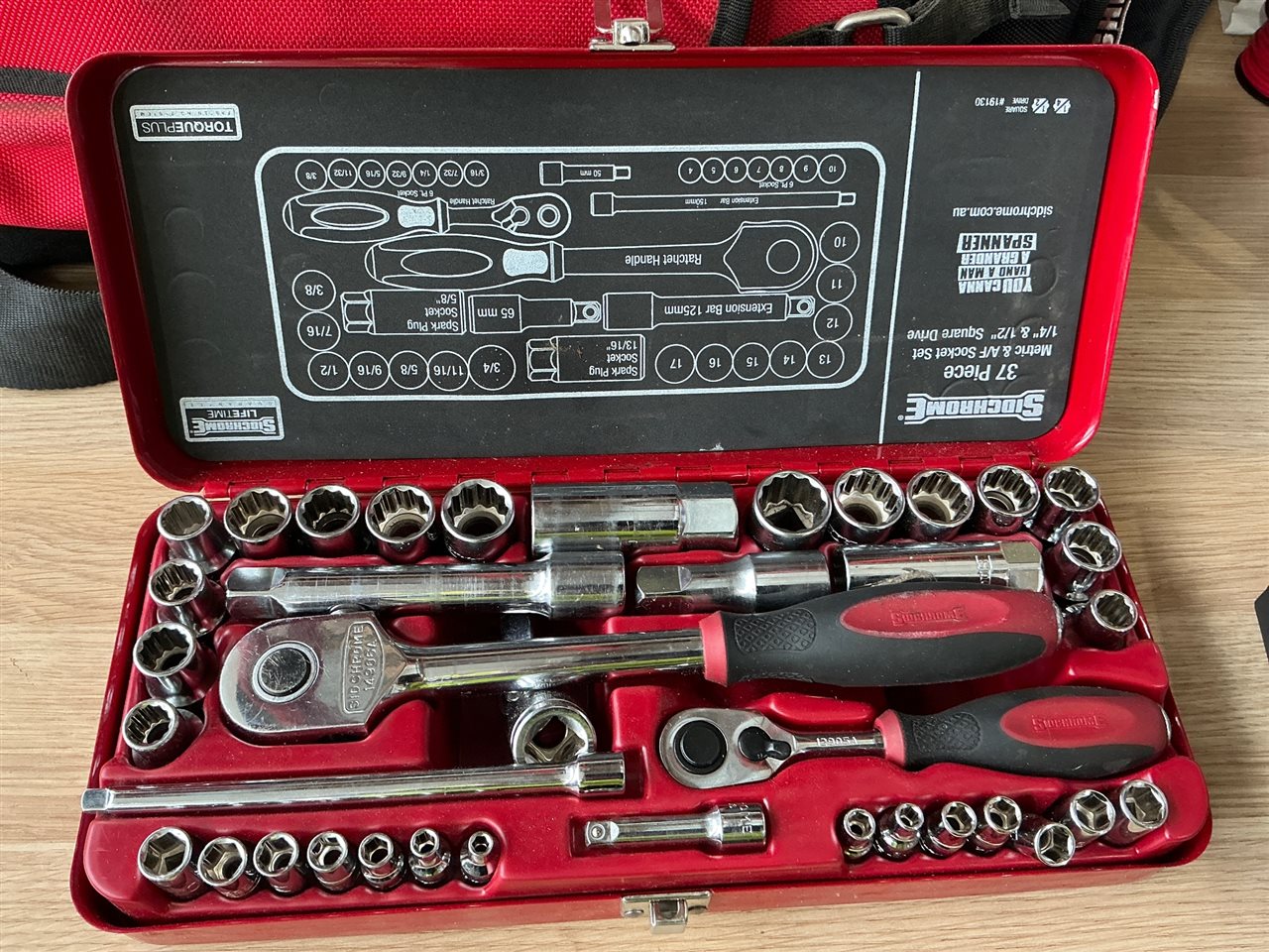 Sidchrome  37 PCE.Metric / AF Socket Set - ¼ & ½” Drive
