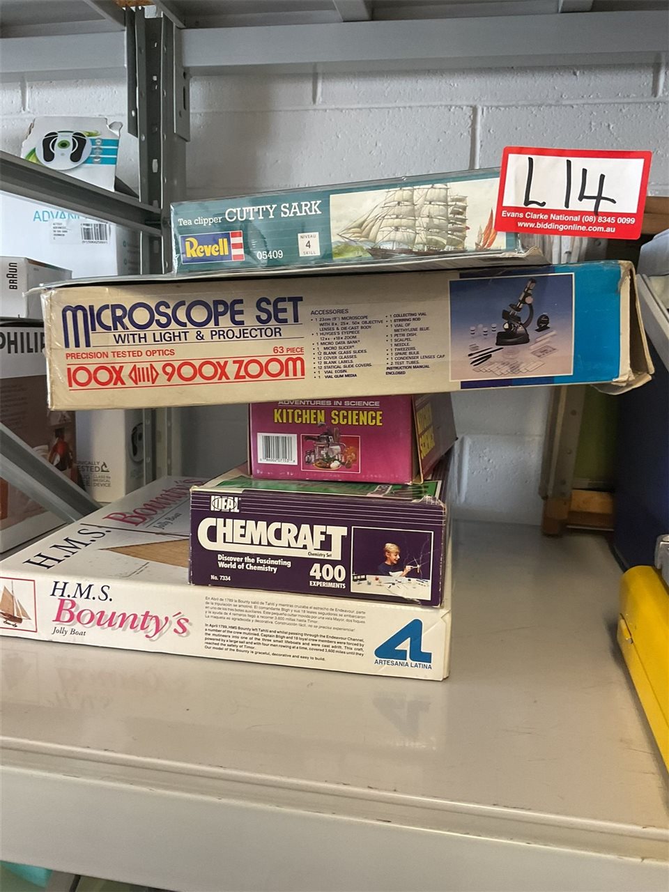 Microscope Set, Kitchen Science Box, Experiments, Cutty Sark Plastic Model Kit Aand HMS Bounty Balsa Wood Kit