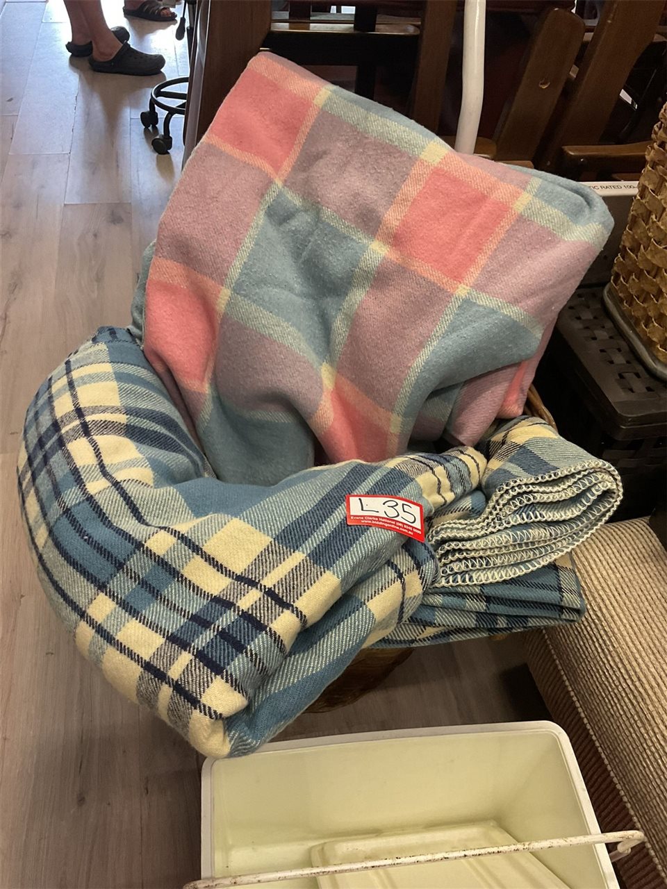 5 Pure Wool Blankets In A Laundry Hamper
