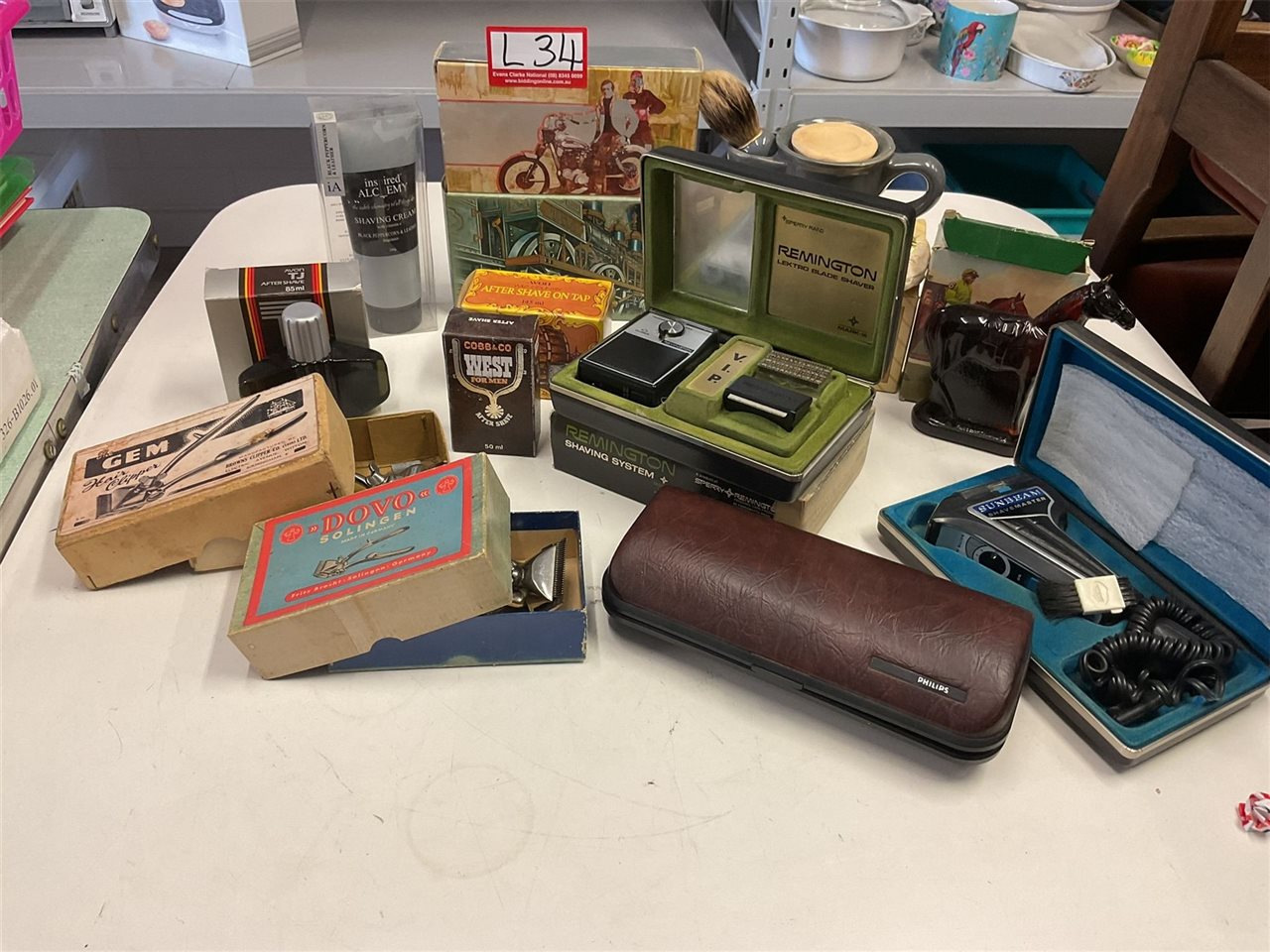 Collection Of Men's Shaving Gear, Clippers, Aftershave, Shaver, Shaving Brush And Cup Etc, Untested, "Sold As Is"