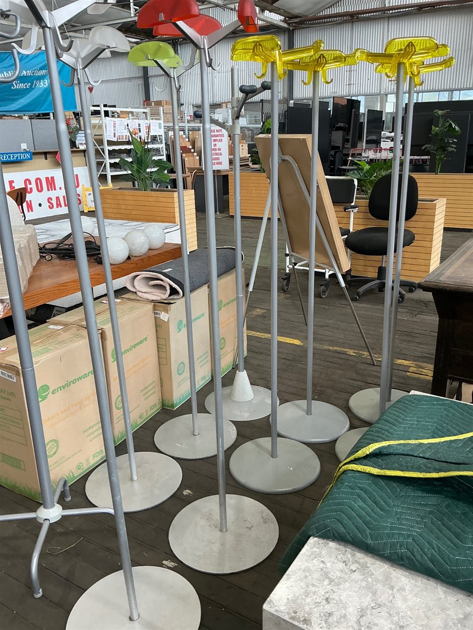 Metal Hat/ Coat Stand, 1700 High, Various Colour Tops,  Sold Per Each