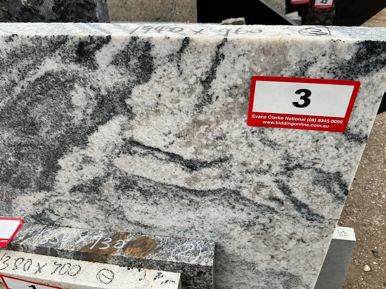 Granite Slab, White/Black, 1940 x 960 x 30mm approx.