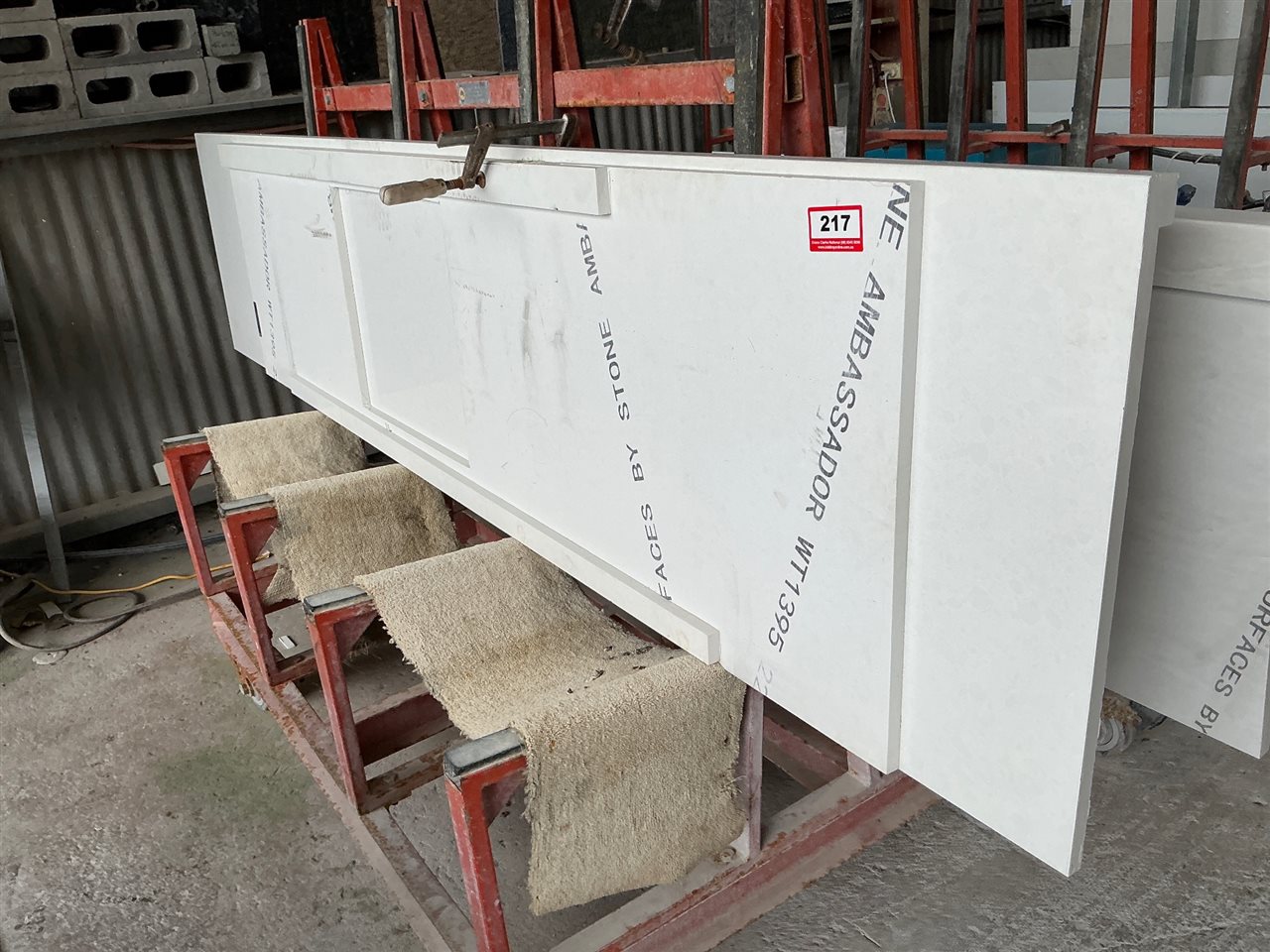 Kitchen Bench Top - White - AMBASSADOR - with Sink Cutout -1@ 3040x 660  mm