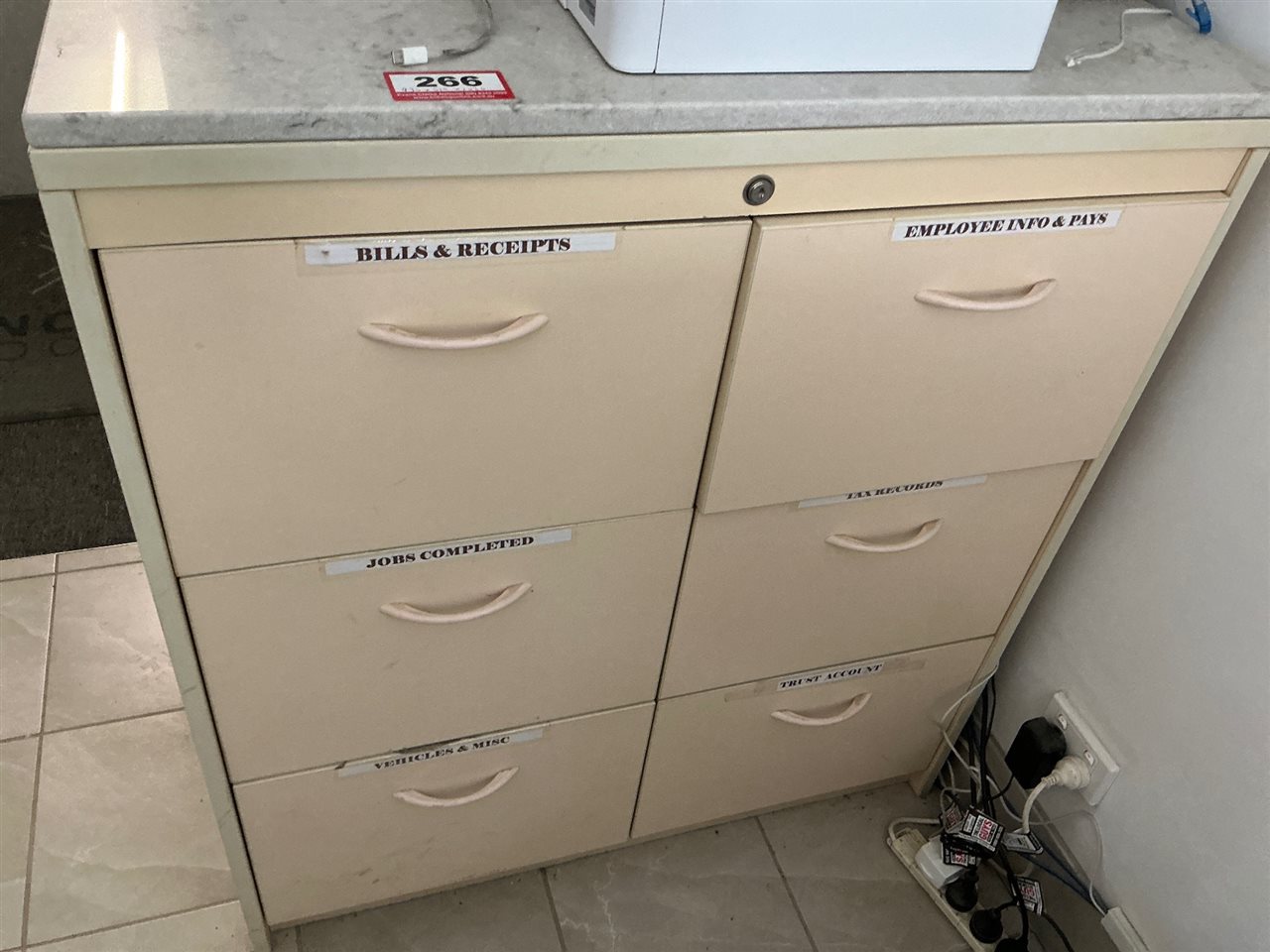 Filing Cabinet -6 Drawer with Marble Top x 930 x 510 x 1030 mm