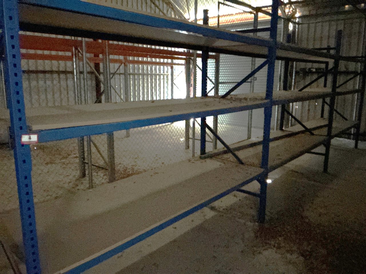 Long Span Shelving Unit - 3 Bays - 7. 6 Metre Long x 1 M Deep - 3 Shelves Each Bay - Particle Board Shelves -