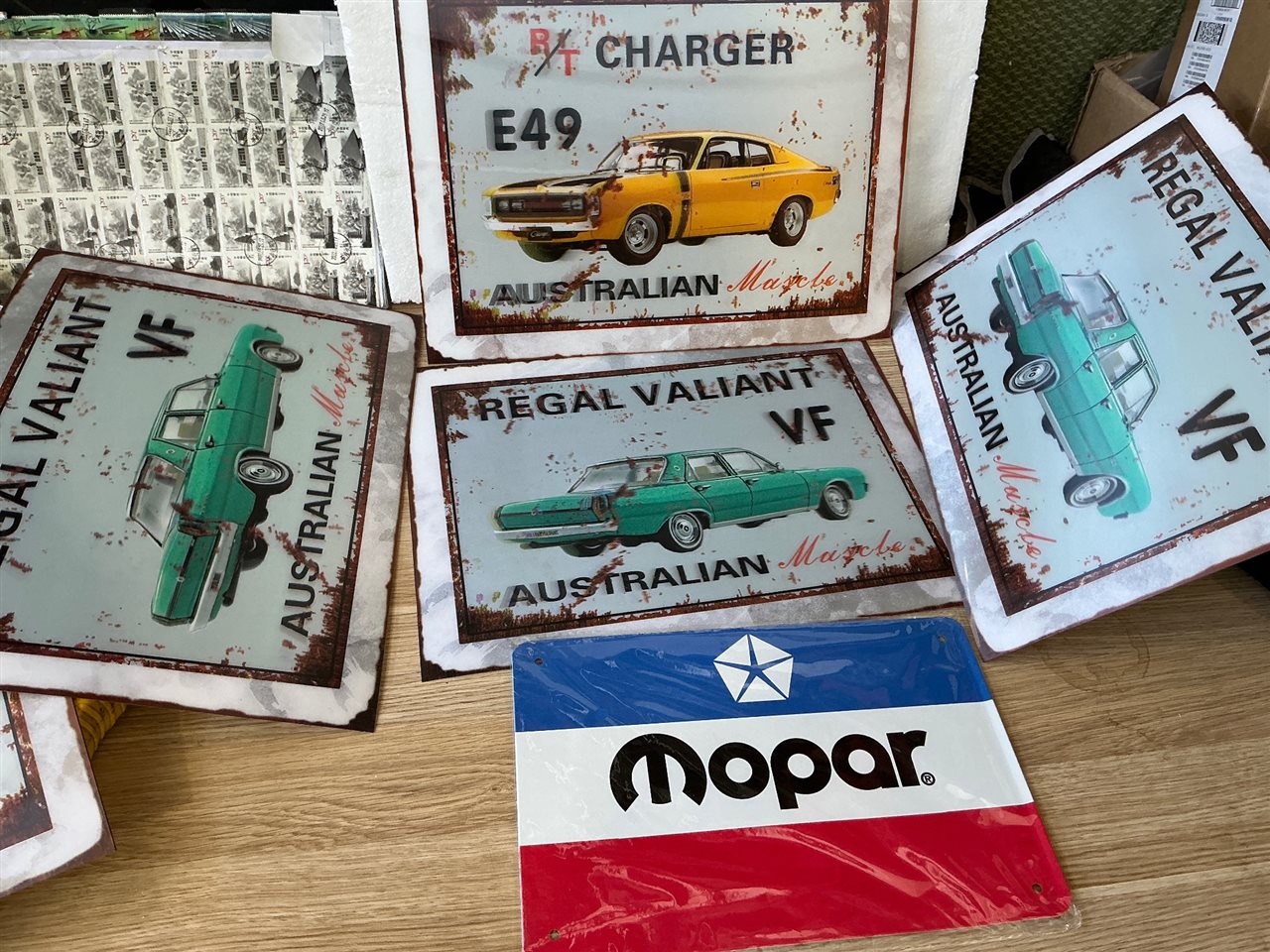 Valiant 3 D Posters x 4 and Mopar Sign