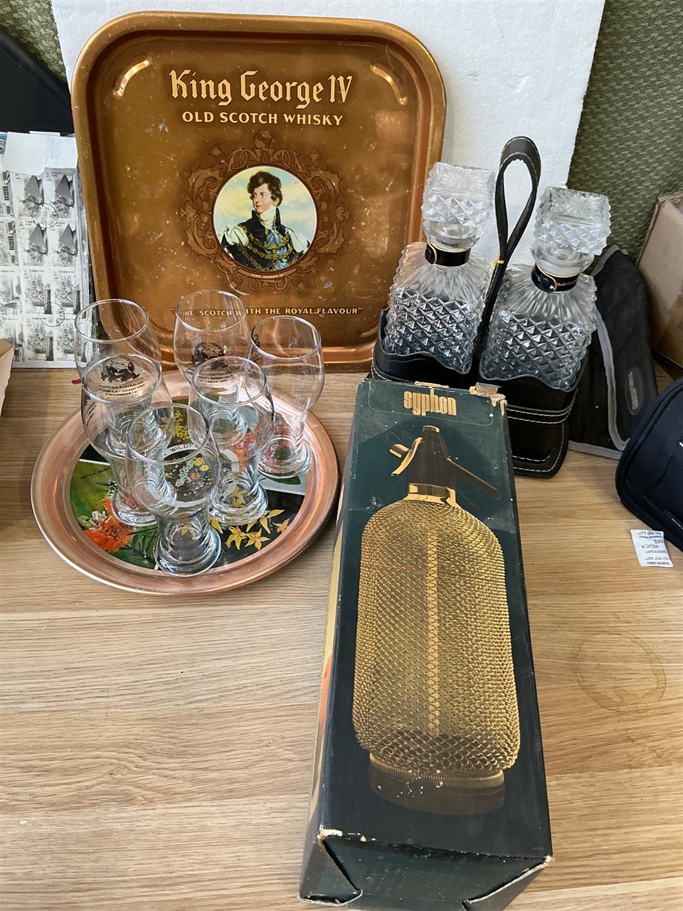 Decanters , Soda Syphon , Beer Glasses and Trays