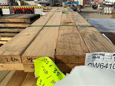 120 x 35, H3 LOSP Treated Pine, MGP10, Mixed lengths, 19.3 Lin Metres Total Pk GW641067 Thumbnail