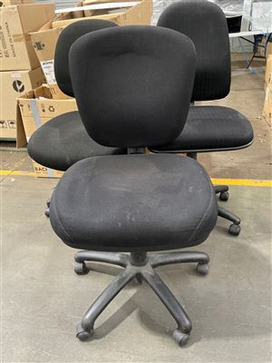 Office Chairs, No Arms, Adjustable, Black Fabric, Quantity of 3 Thumbnail