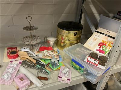 Assorted Cake Decorating Tools, 3 Stacker Cake Tin, Jug, 3 Tiered Server, Cookie Cutters Etc Thumbnail
