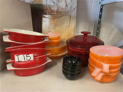 Pyrex Casserole, Pie Plate And Small Bowls, Cast Iron Casserole, 6 Mornay Plates Thumbnail