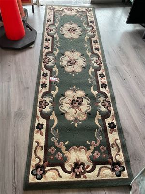 3metres X 72 Cms Green Cream Runner Chinese 100% Polyester Thumbnail