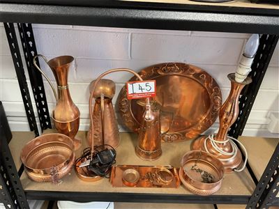 Copperware Jugs, Tray, Bowls, Lamps Vase, Untested, "Sold As Is" Thumbnail