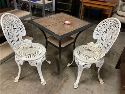 2 Coalbrook Metal Chairs And Tiled Top Metal Table Thumbnail