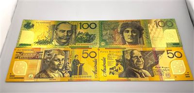 Australian Exhibit Dollar Notes - 2 x $100 & 2 x $50 - "Not Legal Tender" Thumbnail