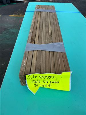 70 x 19 x 0.9 M, Tan-E Green Pine, Square Top Picket, 10 Pcs Total PK# GW999999 Thumbnail