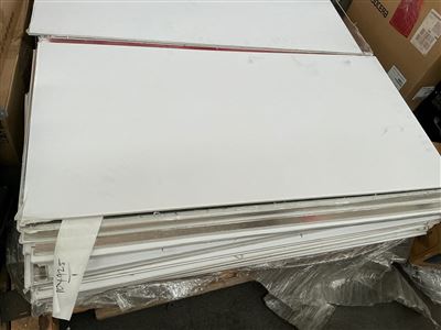 Ceiling Tiles - Quantity of 10 -Frost Vinyl Faced Lighty Textured -( On Plasterboard ) -Silver Backing - Size -1195 x 595 ( suit ceiling grid 1200 x 600 mm ) - Sold as is - Shop Soiled Thumbnail