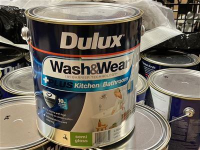 Dulux Wash & Wear A Kitchen / Bathroom - Semi Gloss Vivid  White - 4 Litre Thumbnail