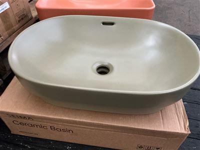 Seima OBELLO 600 Basin Inset, Rnd Rect, of, Olive , RRP $450 Thumbnail