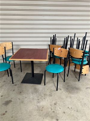 1 x 800 x 800 Square Table, 10 x Green Chairs - Collection From Kadina Thumbnail