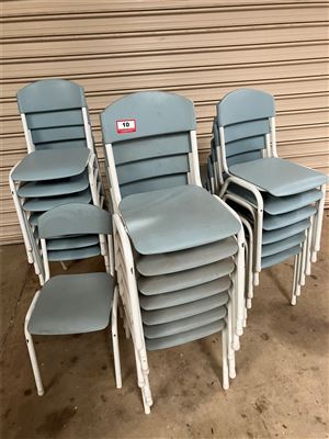 29 x Blue Steel & Plastic Student Chairs - Collection From Kadina Thumbnail