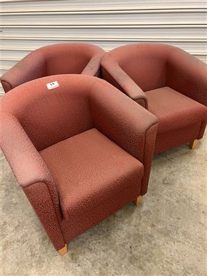 3 x Red Lounge Chairs - Collection From Kadina Thumbnail