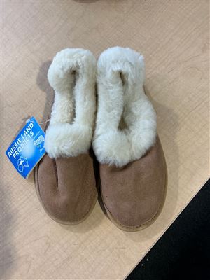 Slippers, Leather Upper, Synthetic Sole ,Chestnut, Size 5 Thumbnail