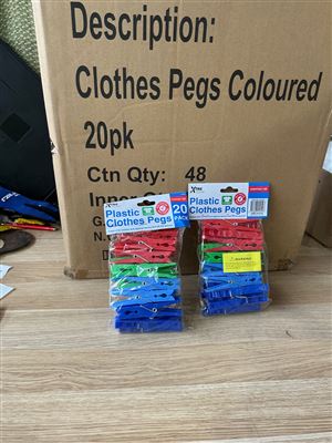Clothes Pegs Coloured  -Carton of.48-(20 Pack ) Thumbnail