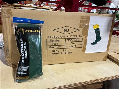 Foot Ball Socks - Carton of 100  Pair - Size 7-11 -Green   / Yellow Thumbnail