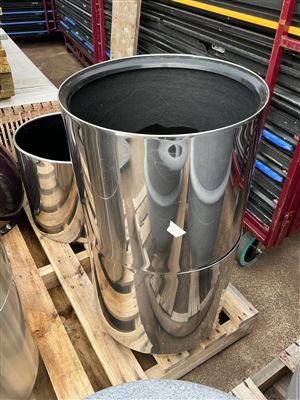 Pot Planters - Quantity of 2 - Polished Steel -450 mm Dia x 370 mm H Thumbnail