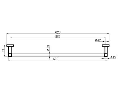 Matte Black Towel Rail Brass Construction Thumbnail
