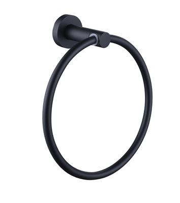 Matte Black Towel Ring Brass Construction Thumbnail