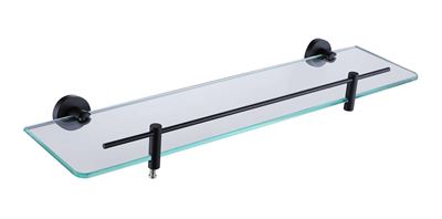 Matte Black Glass Shelf 500mm x 120mm Brass Construction Thumbnail