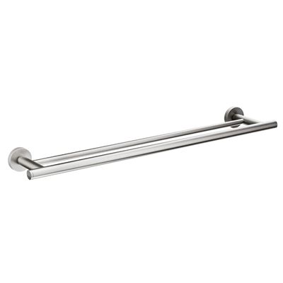 Brushed Nickel 60cm Double Towel Rail Brass Construction & Stainless Steel Thumbnail