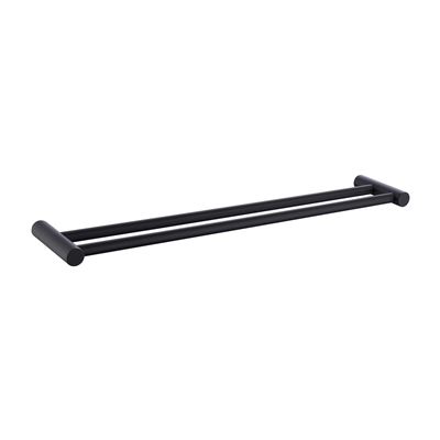 Matte Black 60cm Double Towel Rail Brass Construction Thumbnail