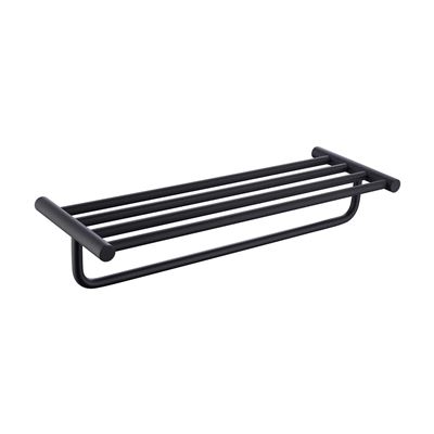 Matte Black Triple Towel Rail Rack Brass Construction Thumbnail