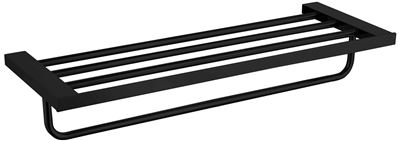 Matte Black Triple Towel Rail Rack Brass Construction Thumbnail